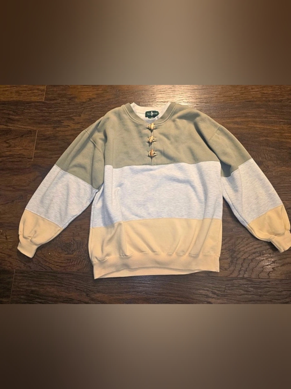 Hunt Club Vintage Color Block Crewneck in Green, Yellow, & Gray Size Medium Y2k